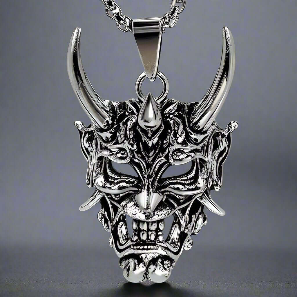 THE MEN THING SS Pendant/ Necklace DEMON MASK - Alloy Pendant with Stainless Steel 24inch Round Box Chain , European trending Style for Men & Boy