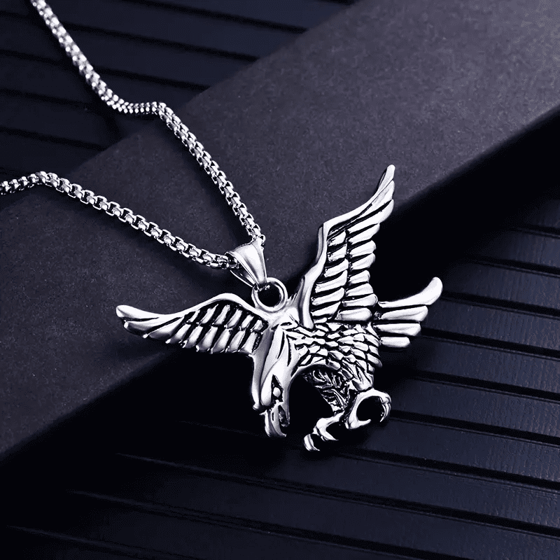 THE MEN THING SS Pendant/ Necklace EAGLE-HUNTER (T) - Pure Titanium Steel Pendant with Stainless Steel 24inch Round Box Chain, European trending Style for Men & Boy