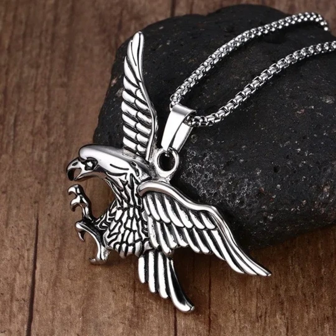 THE MEN THING SS Pendant/ Necklace EAGLE-HUNTER (T) - Pure Titanium Steel Pendant with Stainless Steel 24inch Round Box Chain, European trending Style for Men & Boy