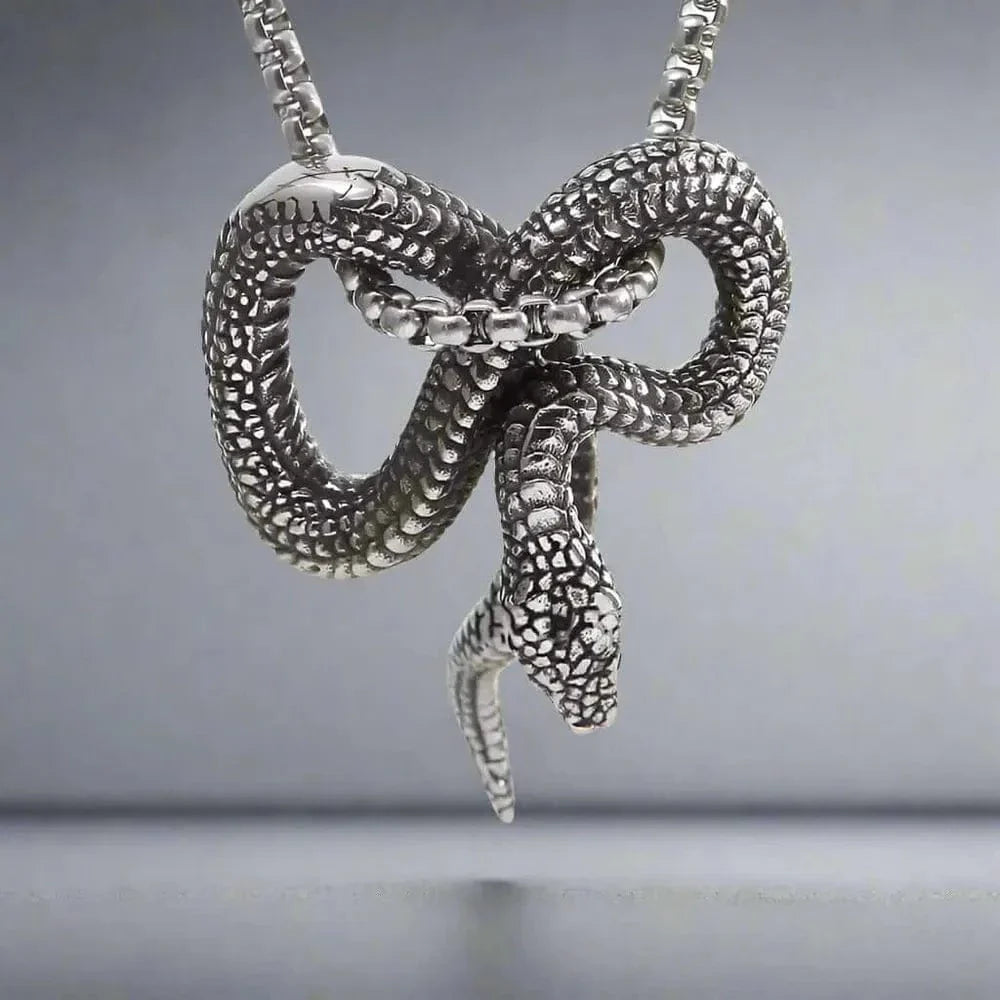 THE MEN THING SS Pendant/ Necklace FURIOUS INFINITY SNAKE - Alloy Pendant with Pure Stainless Steel 24inch Round Box Chain, European trending Style for Men & Boy