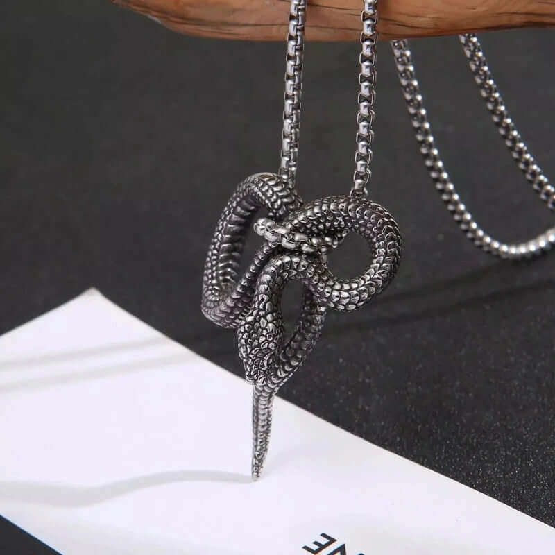 THE MEN THING SS Pendant/ Necklace FURIOUS INFINITY SNAKE - Alloy Pendant with Pure Stainless Steel 24inch Round Box Chain, European trending Style for Men & Boy