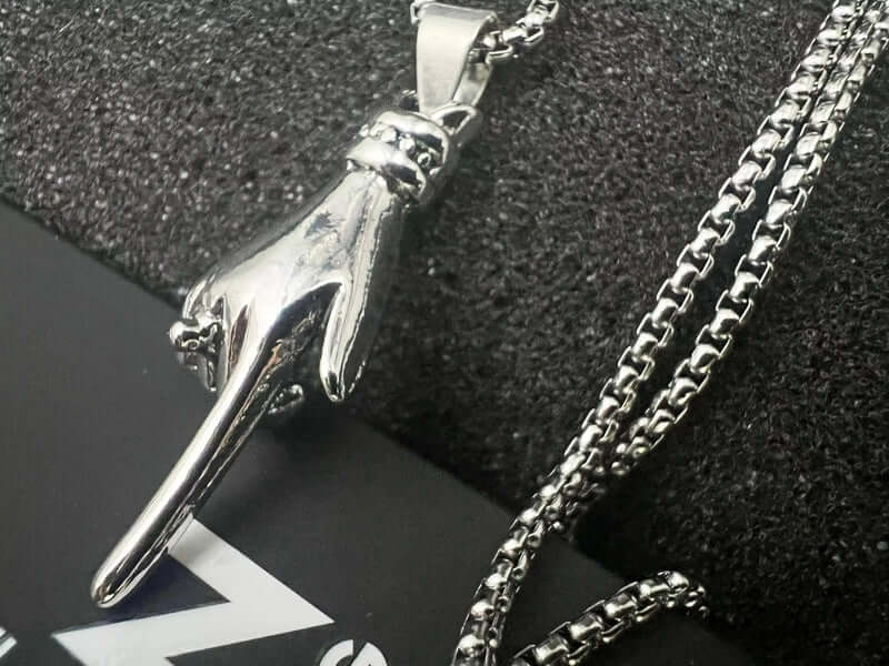 THE MEN THING SS Pendant/ Necklace GESTURE - Alloy Pendant with Pure Stainless Steel 24inch Round Box Chain, American trending Style for Men & Boy