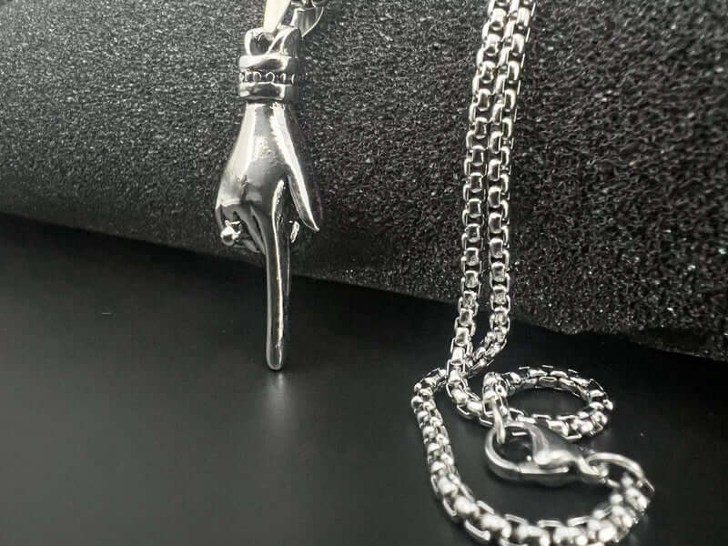 THE MEN THING SS Pendant/ Necklace GESTURE - Alloy Pendant with Pure Stainless Steel 24inch Round Box Chain, American trending Style for Men & Boy