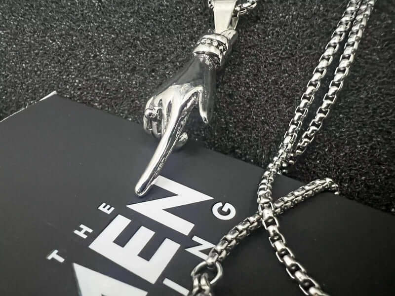 THE MEN THING SS Pendant/ Necklace GESTURE - Alloy Pendant with Pure Stainless Steel 24inch Round Box Chain, American trending Style for Men & Boy