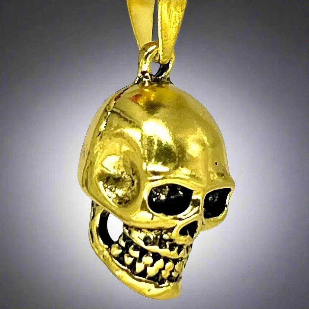 THE MEN THING SS Pendant/ Necklace GILDSKULL (Gold Tone) - Alloy Pendant with Pure Stainless Steel 24inch Round Box Chain, European trending Style for Men & Boy