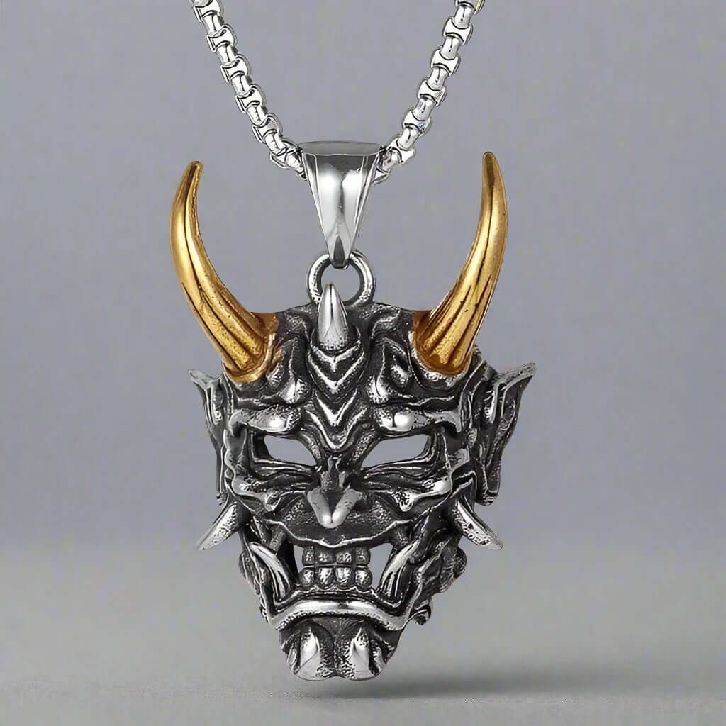 THE MEN THING SS Pendant/ Necklace GOLDEN HORN - Alloy Pendant with Stainless Steel 24inch Round Box Chain, European trending Style for Men & Boy
