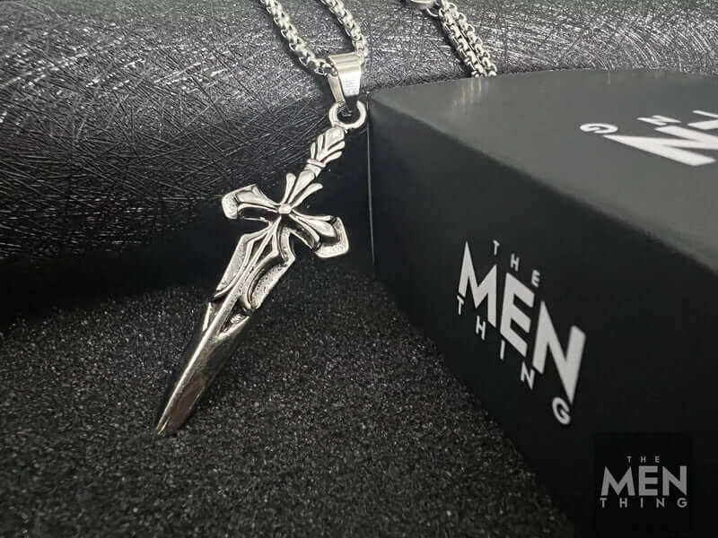 THE MEN THING SS Pendant/ Necklace GOT SWORD - Alloy Pendant with Pure Stainless Steel 24inch Round Box Chain, American trending Style for Men & Boys