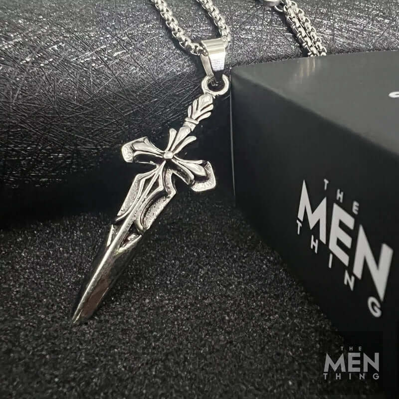 THE MEN THING SS Pendant/ Necklace GOT SWORD - Alloy Pendant with Pure Stainless Steel 24inch Round Box Chain, American trending Style for Men & Boys