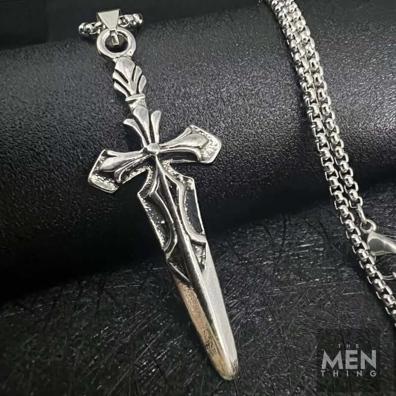 THE MEN THING SS Pendant/ Necklace GOT SWORD - Alloy Pendant with Pure Stainless Steel 24inch Round Box Chain, American trending Style for Men & Boys