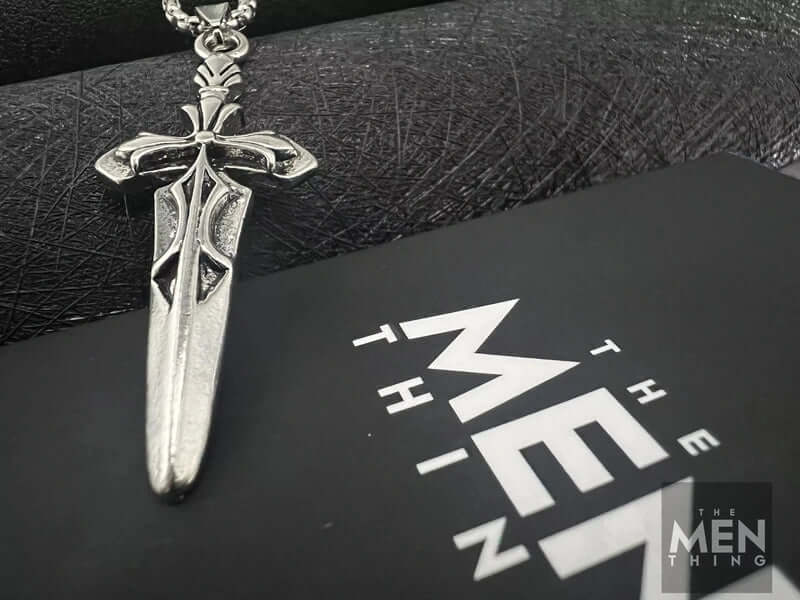 THE MEN THING SS Pendant/ Necklace GOT SWORD - Alloy Pendant with Pure Stainless Steel 24inch Round Box Chain, American trending Style for Men & Boys