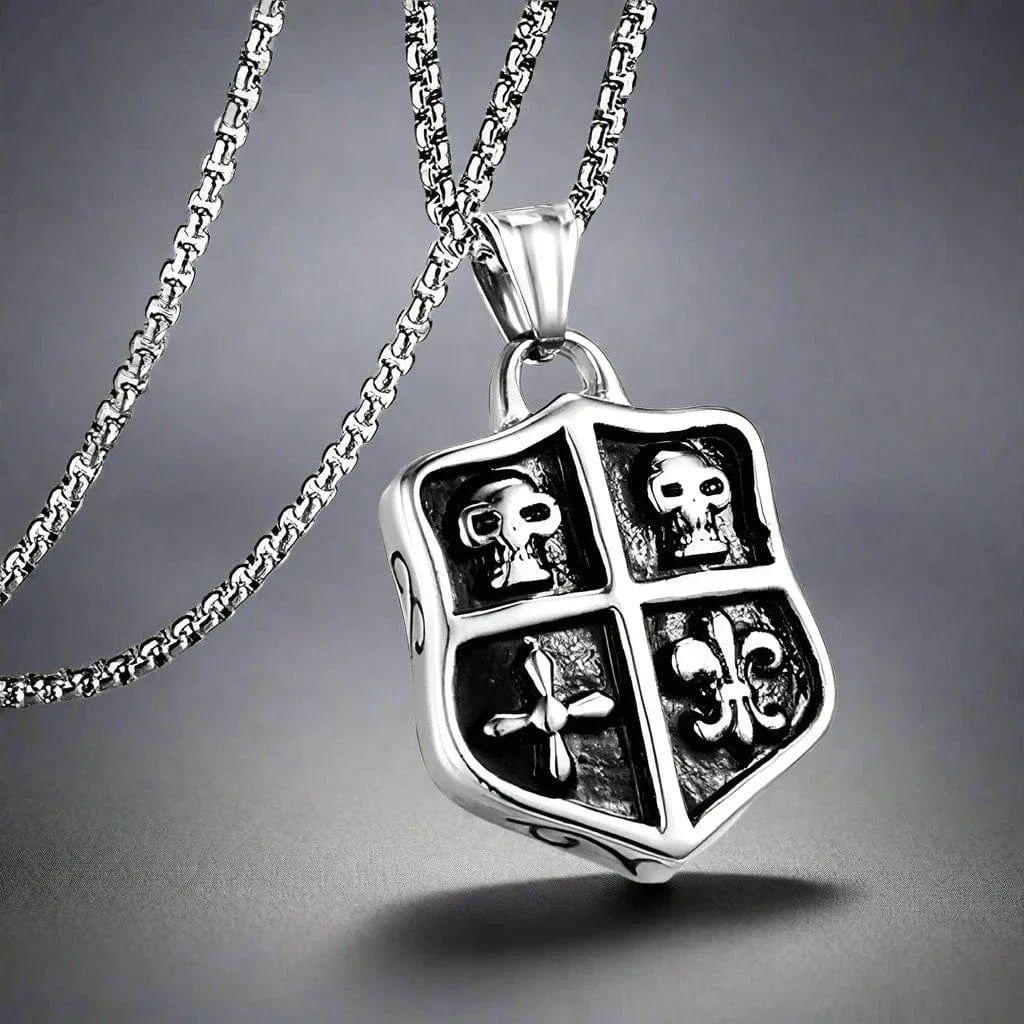 THE MEN THING SS Pendant/ Necklace JOKER DECK SKULL - Alloy Pendant with Pure Stainless Steel 24inch Round Box Chain, American trending Style for Men & Boy