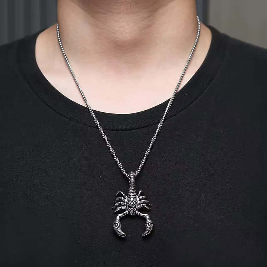 THE MEN THING SS Pendant/ Necklace KINGSCORP (T) - Pure Titanium Steel Scorpion Pendant with Stainless Steel 24inch Round Box Chain, European trending Style for Men & Boy