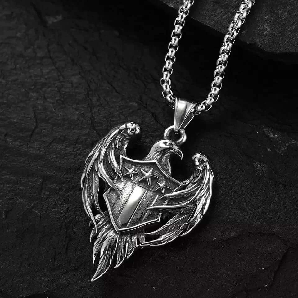 THE MEN THING SS Pendant/ Necklace LIBERTY WINGS - Alloy The Eagle Pendant with Stainless Steel 24inch Round Box Chain, European trending for Men & Boy