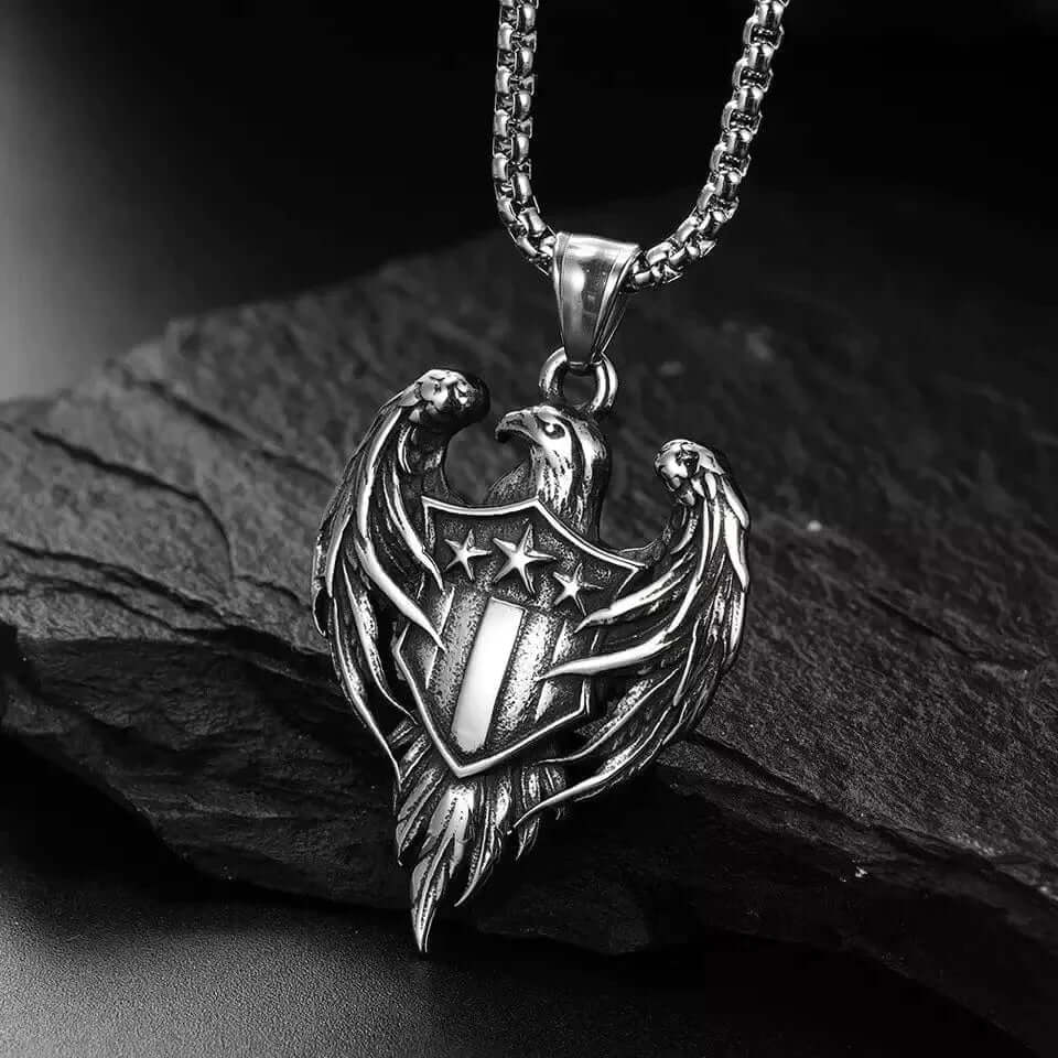 THE MEN THING SS Pendant/ Necklace LIBERTY WINGS - Alloy The Eagle Pendant with Stainless Steel 24inch Round Box Chain, European trending for Men & Boy