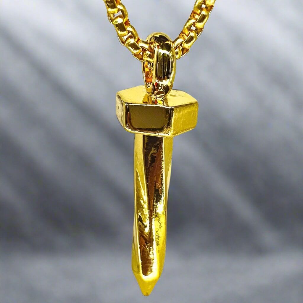 THE MEN THING SS Pendant/ Necklace NAILED IT (Gold Tone) - Alloy Pendant with Pure Stainless Steel 24inch Round Box Chain, European trending Style for Men & Boy