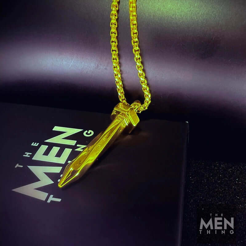 THE MEN THING SS Pendant/ Necklace NAILED IT (Gold Tone) - Alloy Pendant with Pure Stainless Steel 24inch Round Box Chain, European trending Style for Men & Boy