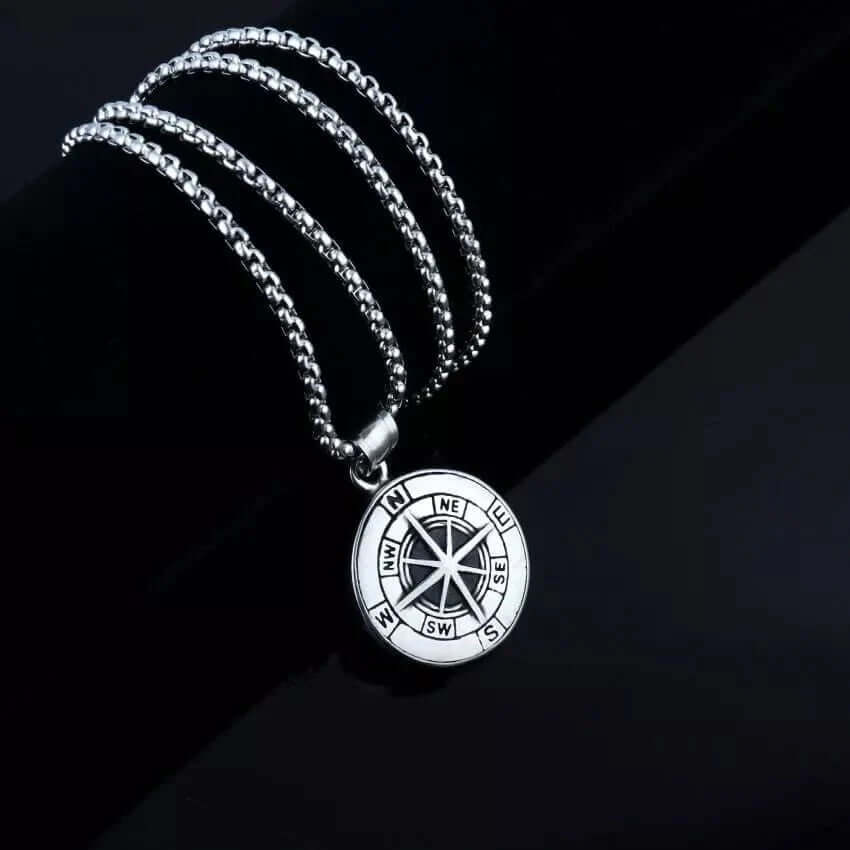 THE MEN THING SS Pendant/ Necklace NAVIGATOR - Alloy Compass Pendant with Pure Stainless Steel 24inch Round Box Chain, American trending Style for Men & Boy