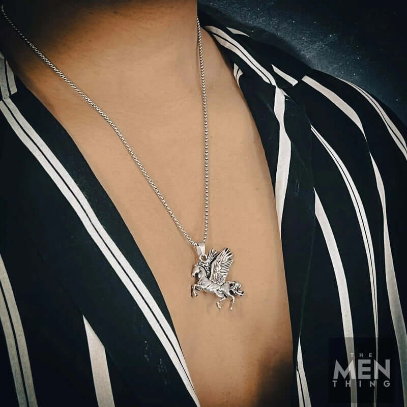 THE MEN THING SS Pendant/ Necklace PEGASUS- Alloy Pendant with Pure Stainless Steel 24inch Round Box Chain for Men, European trending Style for Men & Boy