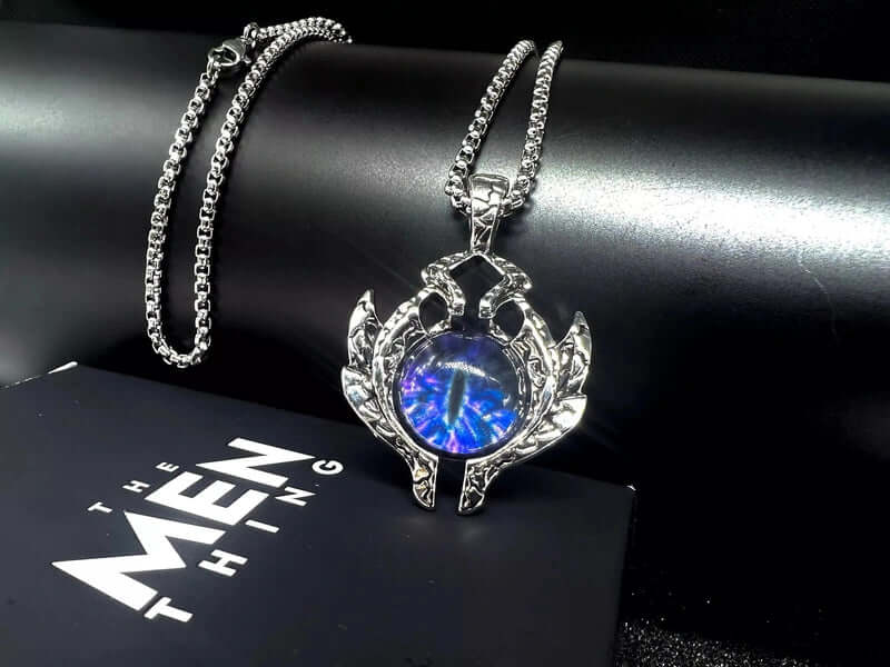 THE MEN THING SS Pendant/ Necklace PURPLE-EYE - Alloy Pendant with Stainless Steel 24inch Round Box Chain for Men & Boy