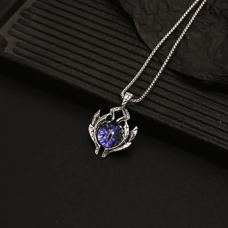 THE MEN THING SS Pendant/ Necklace PURPLE-EYE PROTECT (T) - Pure Titanium Steel Pendant with Stainless Steel 24inch Round Box Chain, European trending Style for Men & Boy