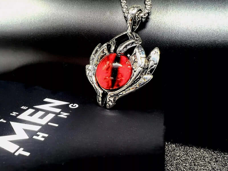 THE MEN THING SS Pendant/ Necklace RED-EYE PROTECT - Alloy Pendant with Pure Stainless Steel 24inch Round Box Chain for Men, European trending Style for Men & Boy