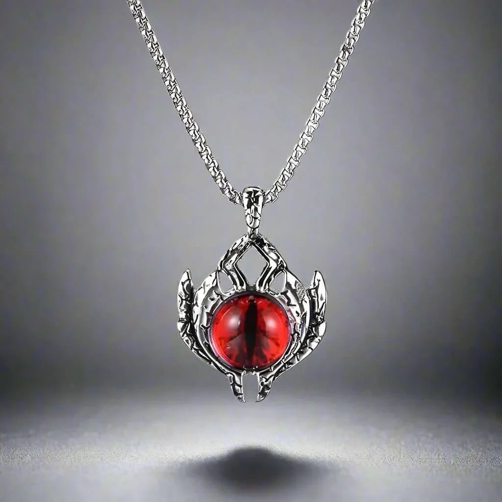 THE MEN THING SS Pendant/ Necklace RED-EYE PROTECT - Alloy Pendant with Pure Stainless Steel 24inch Round Box Chain for Men, European trending Style for Men & Boy