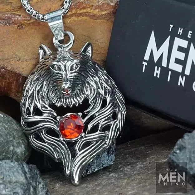 THE MEN THING SS Pendant/ Necklace RUBY FOX - Alloy Pendant with Stainless Steel 24inch Round Box Chain, European trending Style for Men & Boys