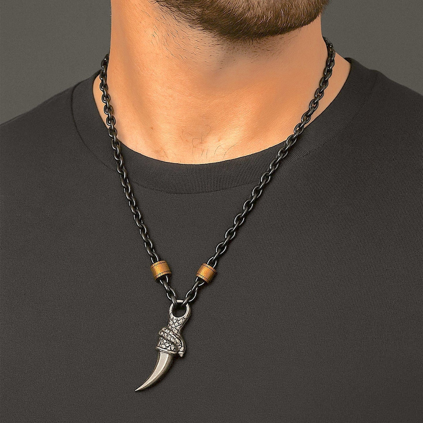 THE MEN THING SS Pendant/ Necklace SAVAGE CLAW - Pure Titanium Steel Pendant with 23inch Chain for Men & Boys