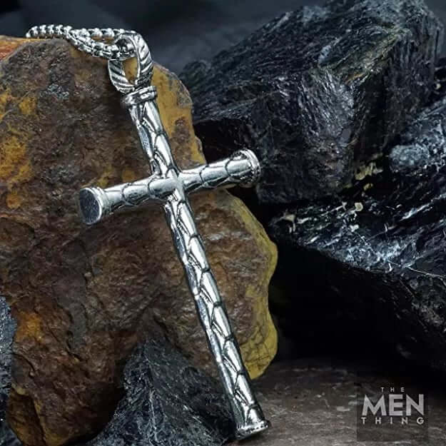THE MEN THING SS Pendant/ Necklace SIMPLE CROSS - Alloy Pendant with Pure Stainless Steel 24inch Round Box Chain, European trending Style for Men & Boys