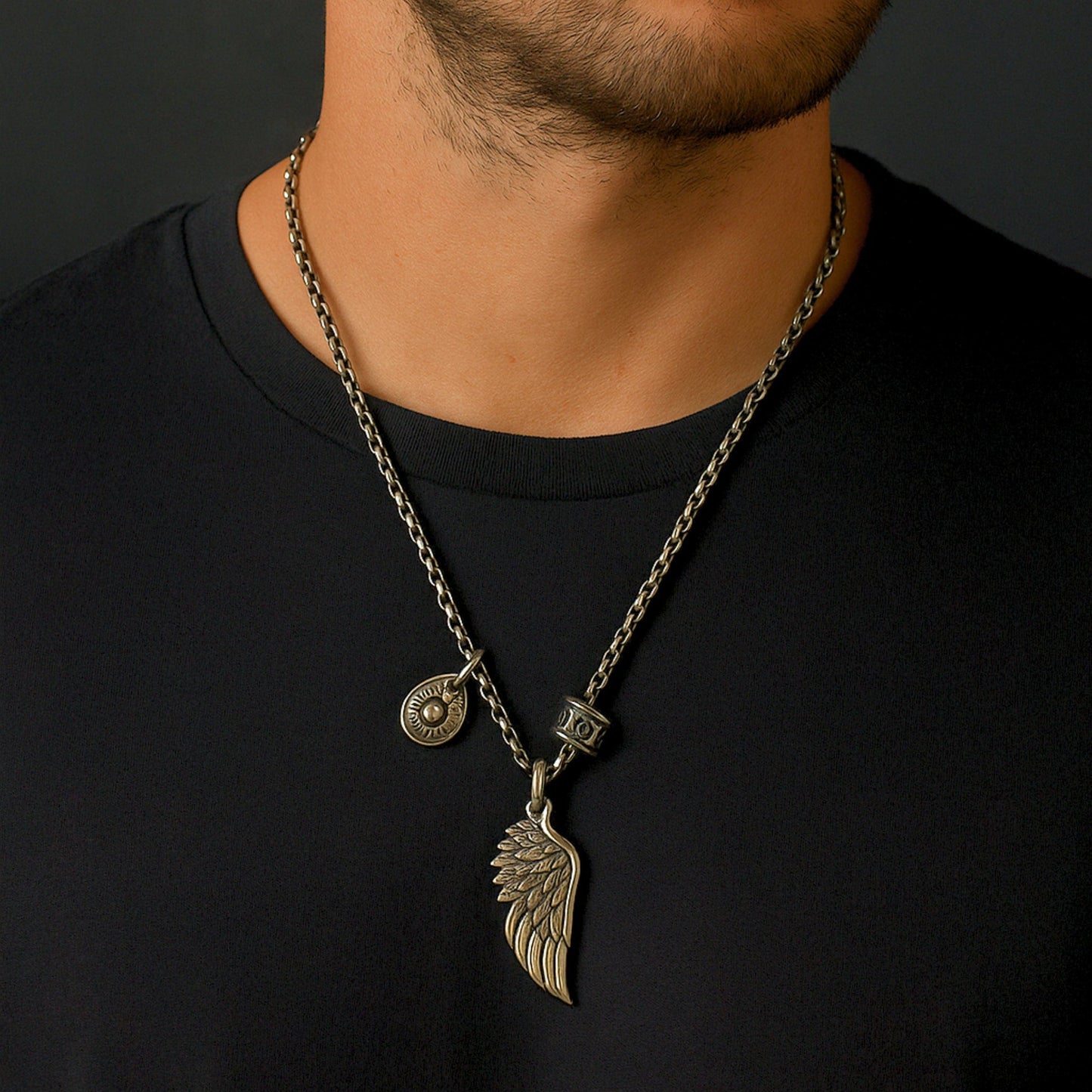 THE MEN THING SS Pendant/ Necklace SKYRIFT - Pure Titanium Steel Pendant with Chain for Men & Boys "27"inch