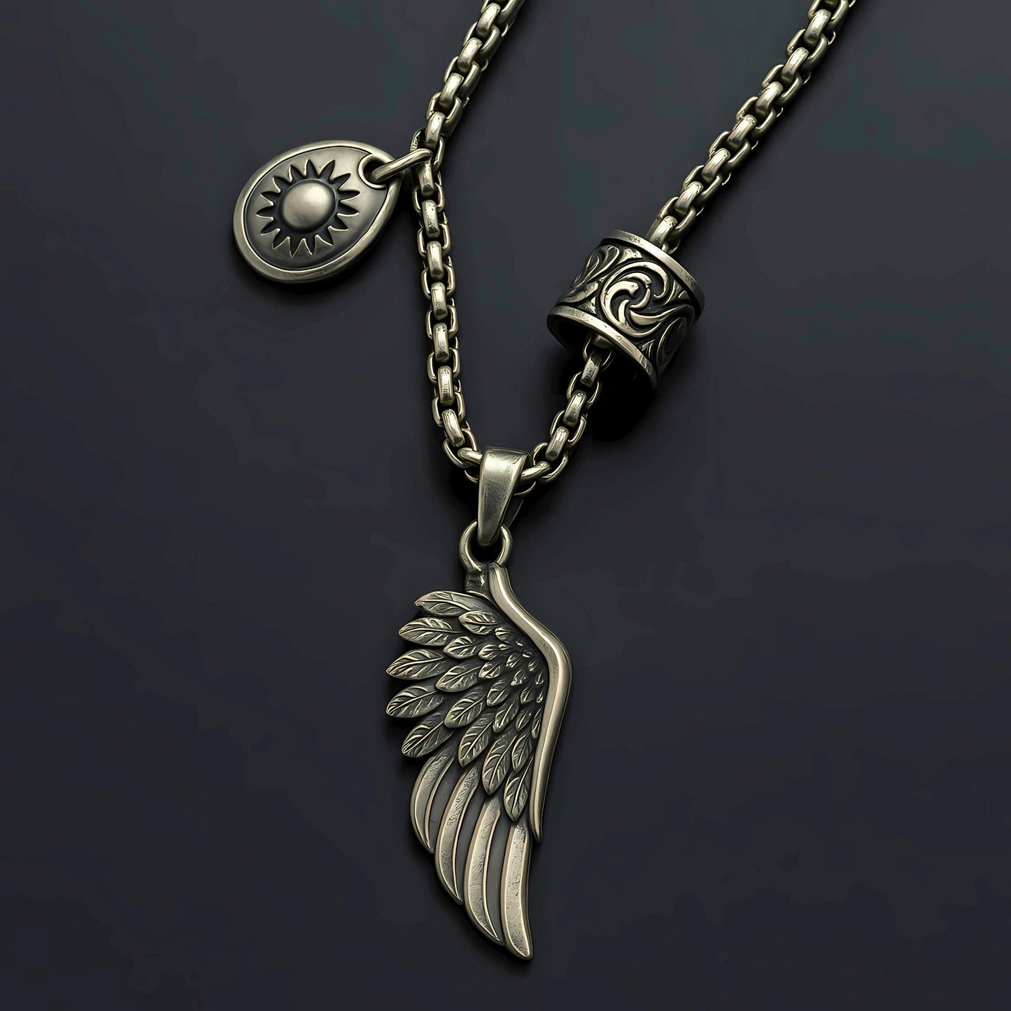 THE MEN THING SS Pendant/ Necklace SKYRIFT - Pure Titanium Steel Pendant with Chain for Men & Boys "27"inch