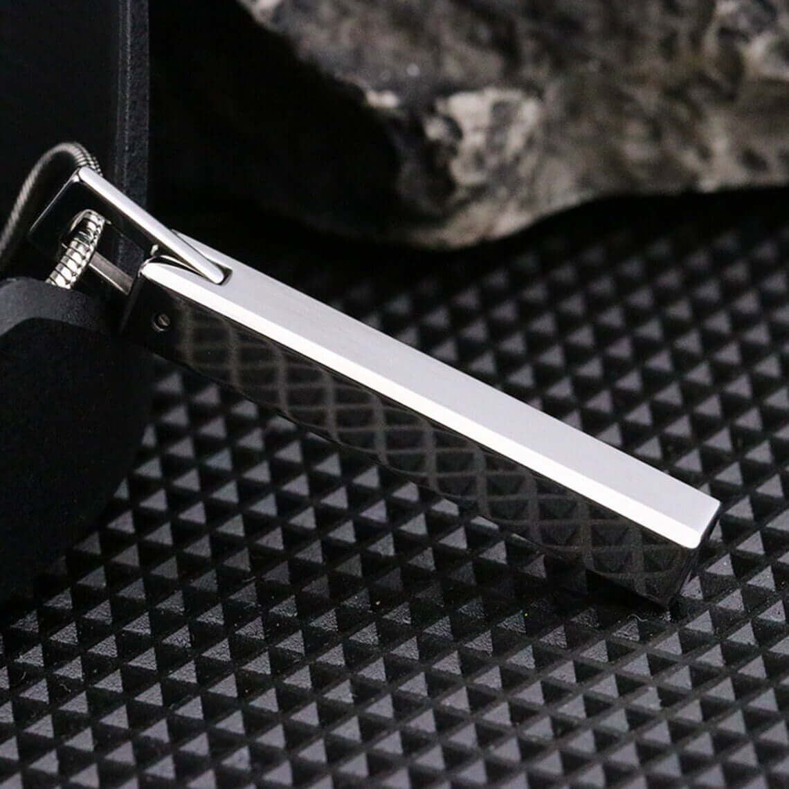 THE MEN THING SS Pendant/ Necklace SLEEK APEX - Pure Titanium Steel Silver Bar Pendant with 24inch Snake Chain for Men & Boys