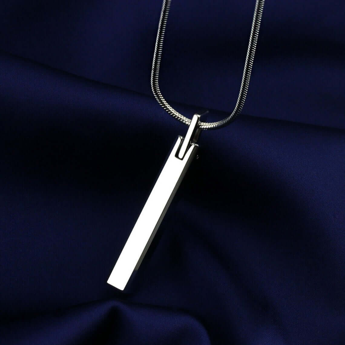THE MEN THING SS Pendant/ Necklace SLEEK APEX - Pure Titanium Steel Silver Bar Pendant with 24inch Snake Chain for Men & Boys