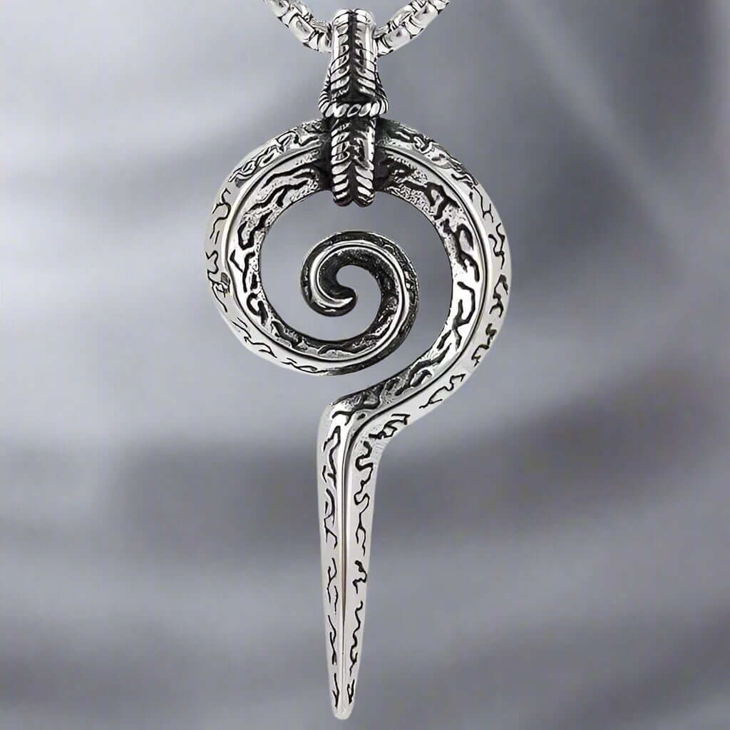 THE MEN THING SS Pendant/ Necklace SPIRAL WEAPON - Alloy Pendant with Pure Stainless Steel 24inch Round Box Chain, European trending Style for Men & Boy