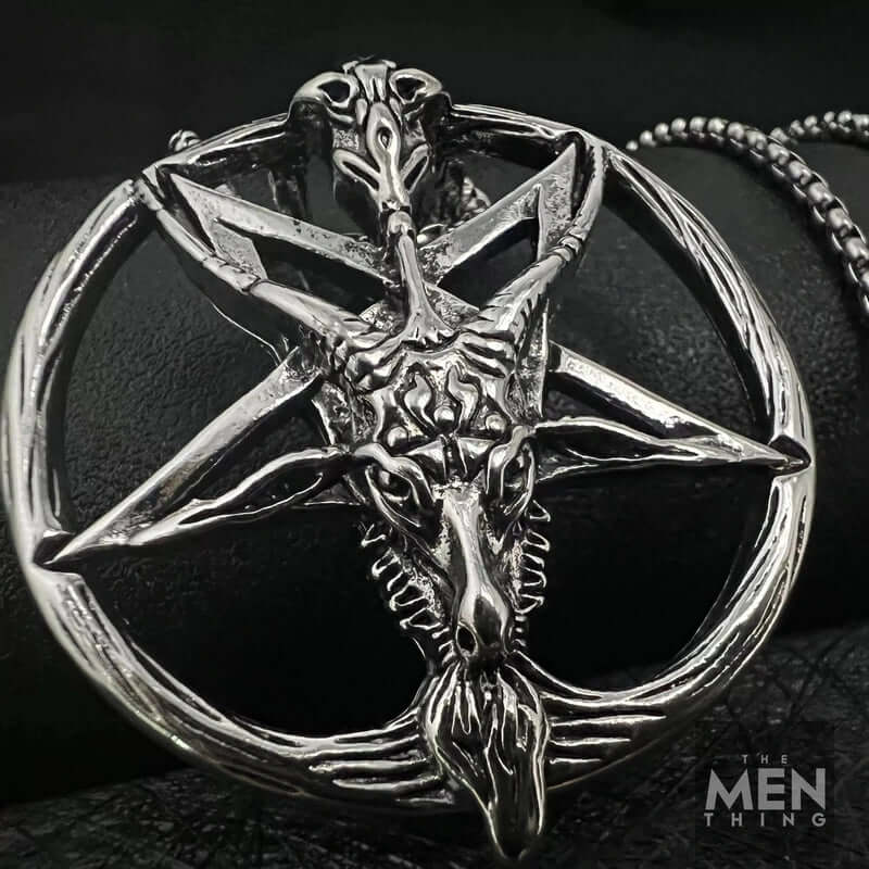 THE MEN THING SS Pendant/ Necklace STELLAR GOAT - Alloy Goat Pendant with Pure Stainless Steel 24inch Round Box Chain, American trending Style for Men & Boy