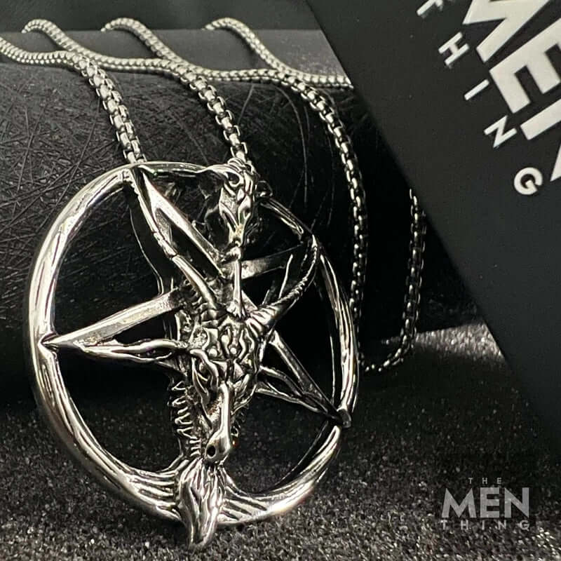 THE MEN THING SS Pendant/ Necklace STELLAR GOAT - Alloy Goat Pendant with Pure Stainless Steel 24inch Round Box Chain, American trending Style for Men & Boy