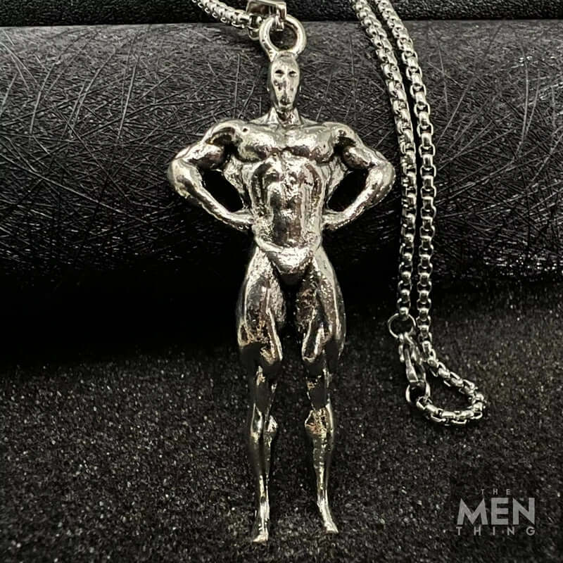THE MEN THING SS Pendant/ Necklace STRONG ME - Alloy Pendant with Pure Stainless Steel 24inch Round Box Chain, American trending Style for Men & Boy
