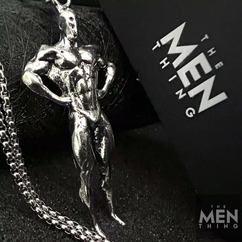 THE MEN THING SS Pendant/ Necklace STRONG ME - Alloy Pendant with Pure Stainless Steel 24inch Round Box Chain, American trending Style for Men & Boy