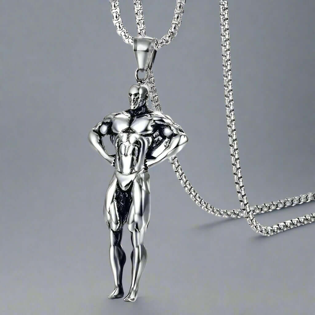 THE MEN THING SS Pendant/ Necklace STRONG ME - Alloy Pendant with Pure Stainless Steel 24inch Round Box Chain, American trending Style for Men & Boy