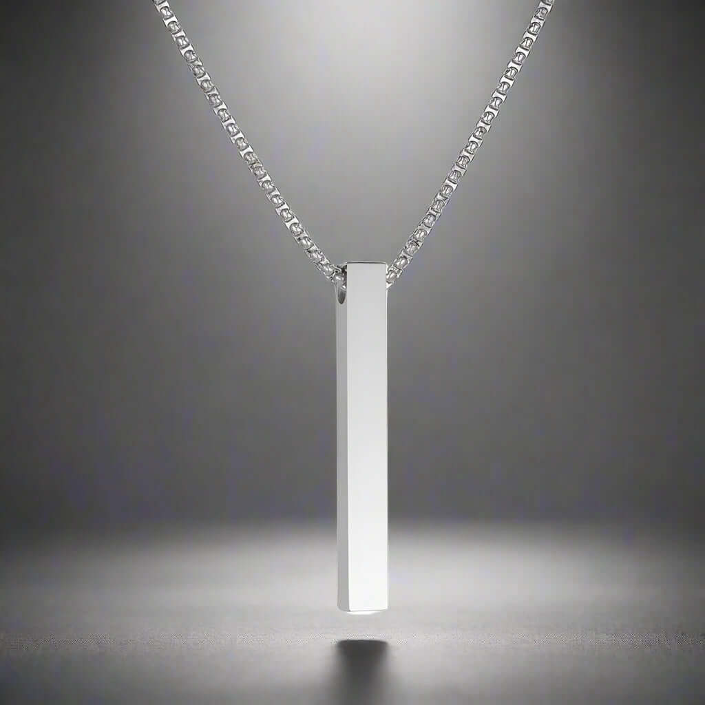 THE MEN THING SS Pendant/ Necklace THE SLEEK (A) - Alloy Silver Pendant with Pure Stainless Steel 24inch Round box Chain for Men, European trending Style for Men & Boy