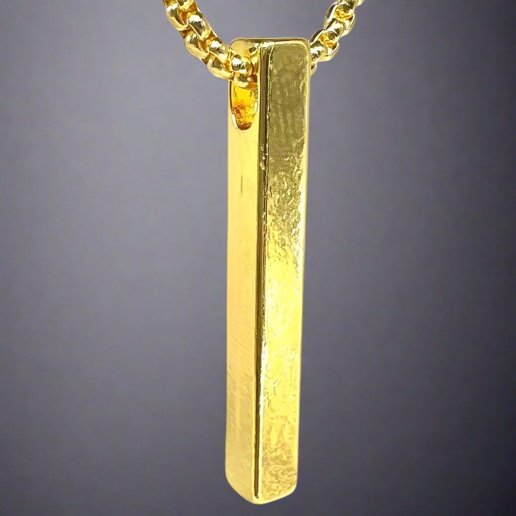 THE MEN THING SS Pendant/ Necklace THE SLEEK (Gold Tone) - Alloy Pendant with Pure Stainless Steel24inch Round Box Chain, European trending Style for Men & Boy