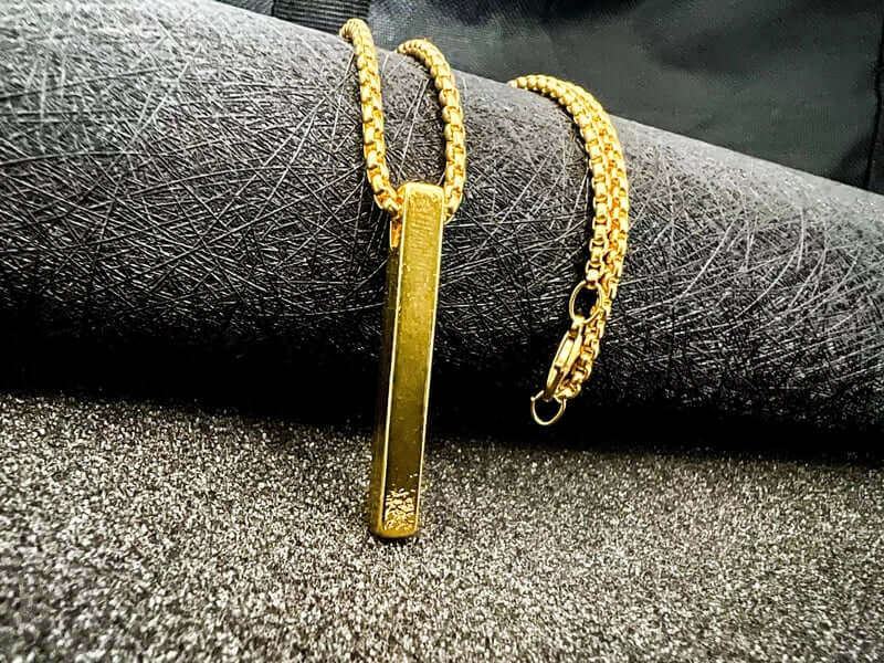THE MEN THING SS Pendant/ Necklace THE SLEEK (Gold Tone) - Alloy Pendant with Pure Stainless Steel24inch Round Box Chain, European trending Style for Men & Boy