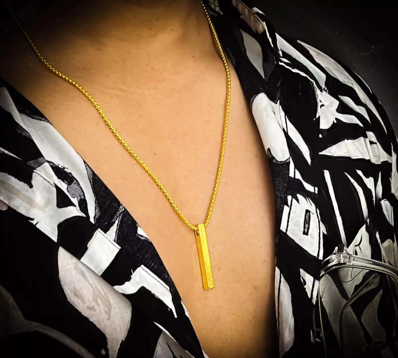 THE MEN THING SS Pendant/ Necklace THE SLEEK (Gold Tone) - Alloy Pendant with Pure Stainless Steel24inch Round Box Chain, European trending Style for Men & Boy