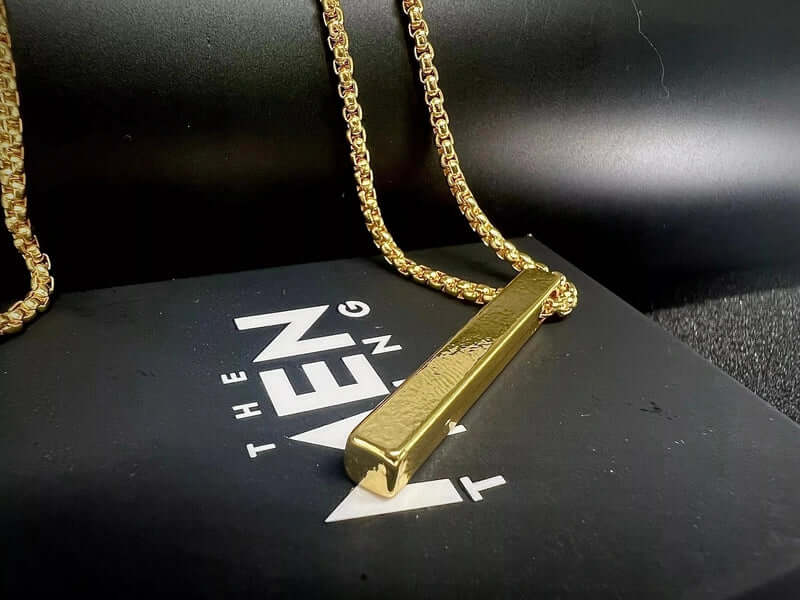 THE MEN THING SS Pendant/ Necklace THE SLEEK (Gold Tone) - Alloy Pendant with Pure Stainless Steel24inch Round Box Chain, European trending Style for Men & Boy