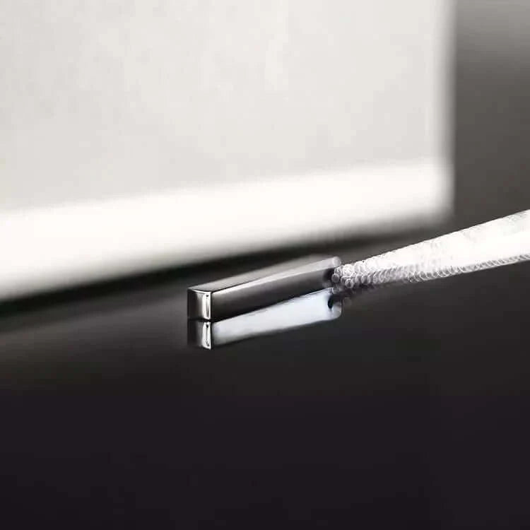 THE MEN THING SS Pendant/ Necklace THE ULTRA SLEEK (T) - Pure Titanium Steel Ultra Polished 3D Silver Cuboid Vertical Bar Pendant with 24inch Round Box Chain for Men & Boys
