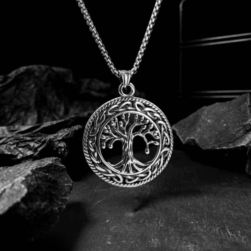 THE MEN THING SS Pendant/ Necklace TREE OF LIFE (T) - Pure Titanium Steel Pendant with Stainless Steel 24inch Round Box Chain, European trending Style for Men & Boy