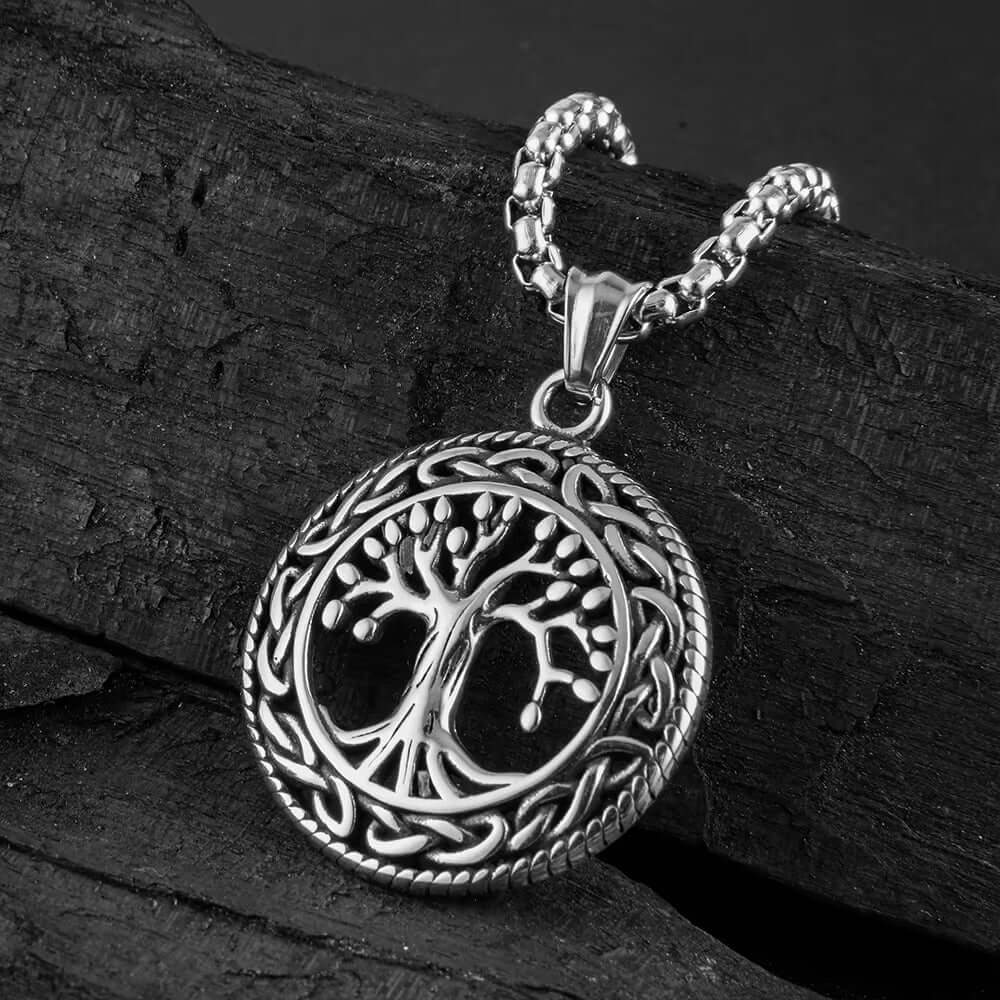 THE MEN THING SS Pendant/ Necklace TREE OF LIFE (T) - Pure Titanium Steel Pendant with Stainless Steel 24inch Round Box Chain, European trending Style for Men & Boy