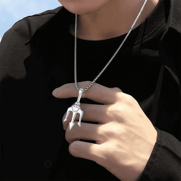 THE MEN THING SS Pendant/ Necklace TRINITY SHIVA - Alloy Pendant with Stainless Steel 24inch Round Box Chain, European trending Style for Men & Boy