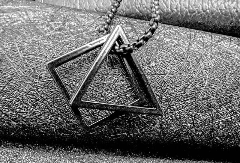 THE MEN THING SS Pendant/ Necklace TRISQUARE BLACK - Alloy Pendant with Pure Stainless Steel 24inch Round Box Chain , Milan trending Style for Men & Boy
