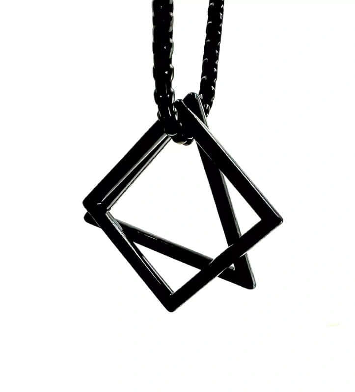 THE MEN THING SS Pendant/ Necklace TRISQUARE BLACK - Alloy Pendant with Pure Stainless Steel 24inch Round Box Chain , Milan trending Style for Men & Boy